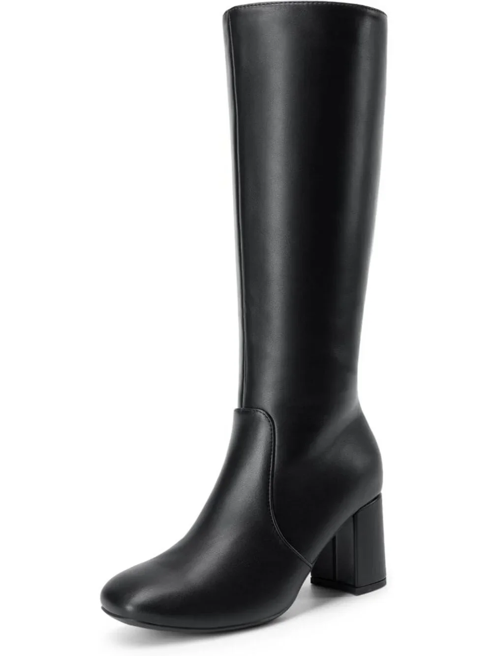 Dream Pairs Women's Black Square Toe Side Zipper Comfortable Knee High Boots